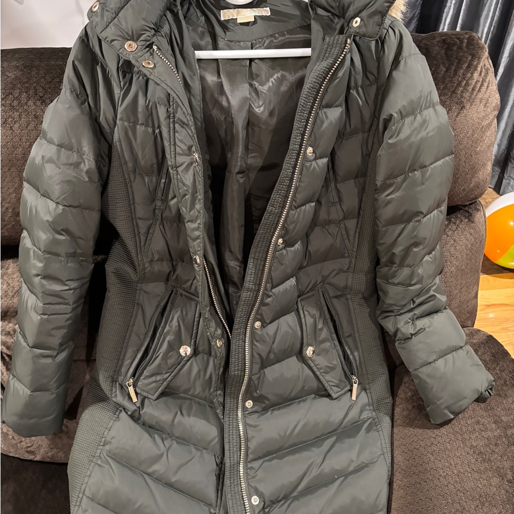 Michael Kors Dark Green Puffer Coat